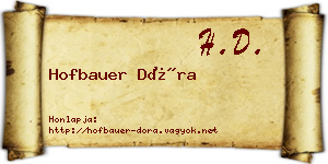 Hofbauer Dóra névjegykártya